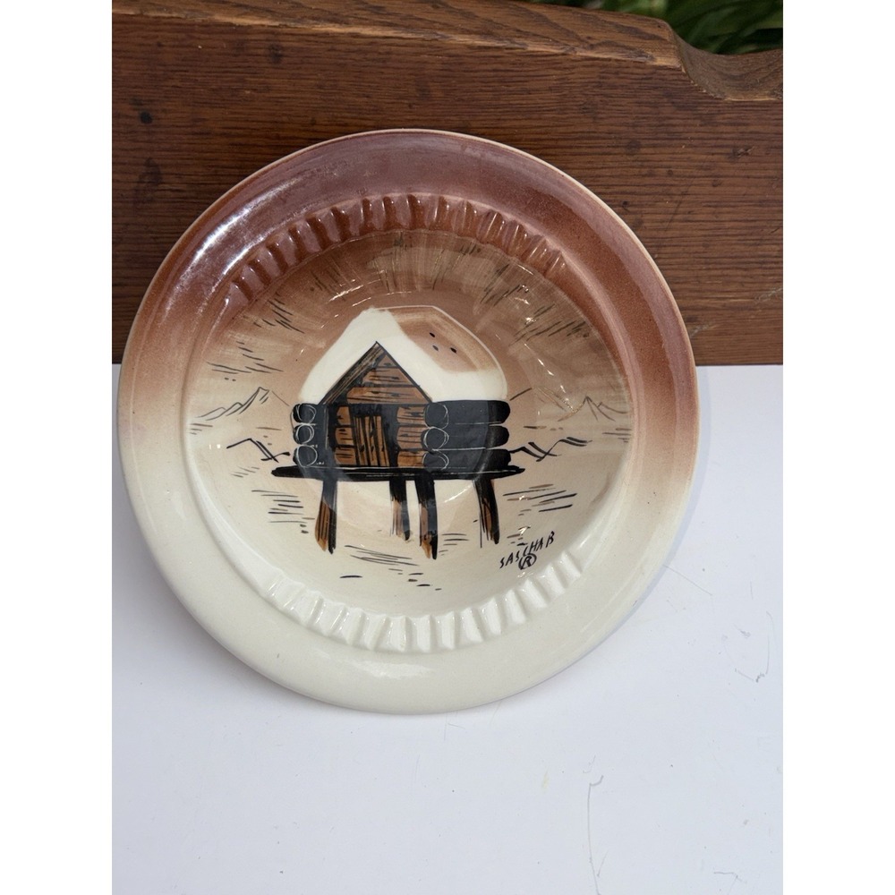 Vintage Sascha Brastoff Pottery Bowl Alaska Series Post House Frontier